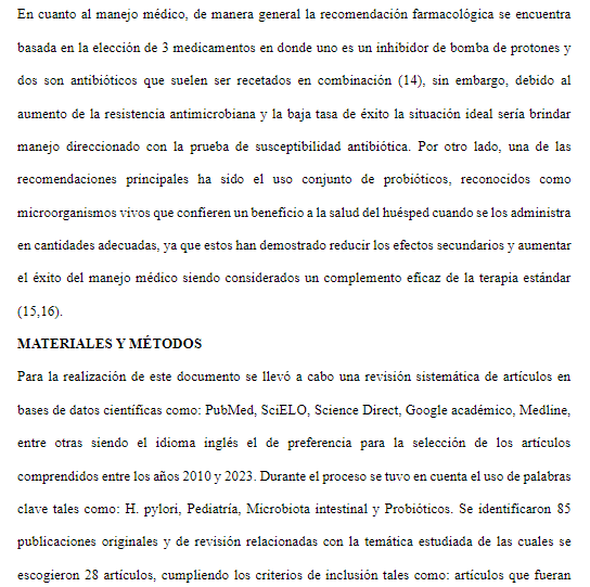 Página 13 del artículo científico sobre microbiota intestinal y Helicobacter pylori en niños (Ciencia Latina, 2023).