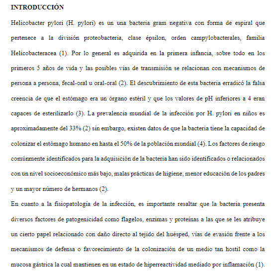 Página 4 del artículo científico sobre microbiota intestinal y Helicobacter pylori en niños (Ciencia Latina, 2023).